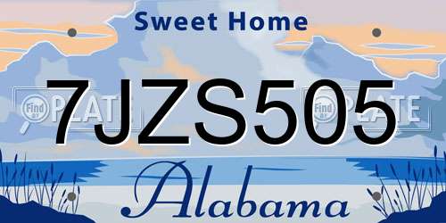 7JZS505 Alabama License Plate