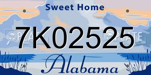 7K02525 Alabama License Plate