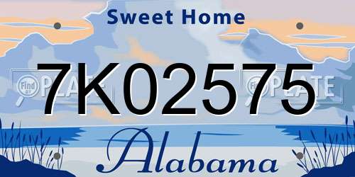 7K02575 Alabama License Plate