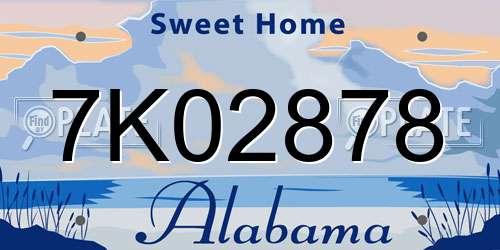 7K02878 Alabama License Plate
