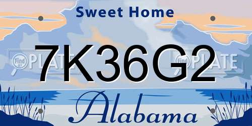 7K36G2 Alabama License Plate