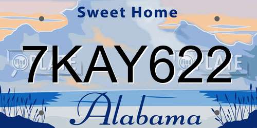 7KAY622 Alabama License Plate