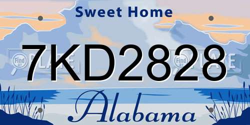 7KD2828 Alabama License Plate