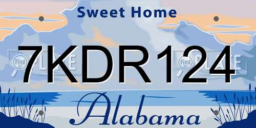 7KDR124 Alabama License Plate
