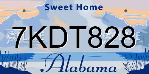 7KDT828 Alabama License Plate