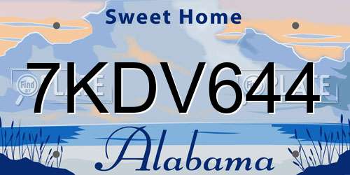 7KDV644 Alabama License Plate