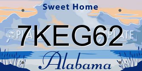 7KEG62 Alabama License Plate