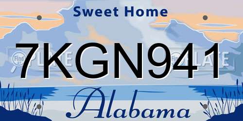 7KGN941 Alabama License Plate