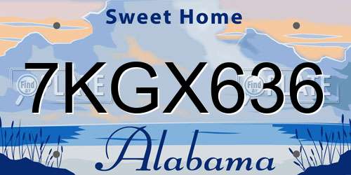7KGX636 Alabama License Plate