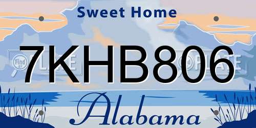 7KHB806 Alabama License Plate