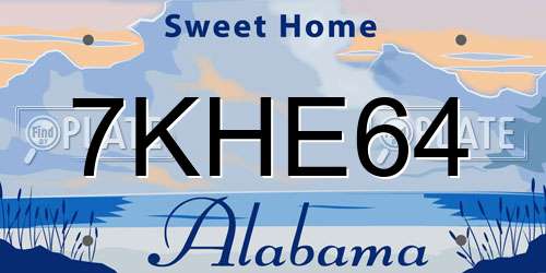 7KHE64 Alabama License Plate