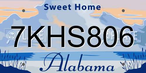 7KHS806 Alabama License Plate