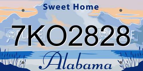 7KO2828 Alabama License Plate