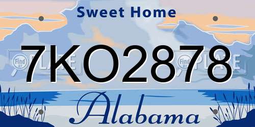 7KO2878 Alabama License Plate