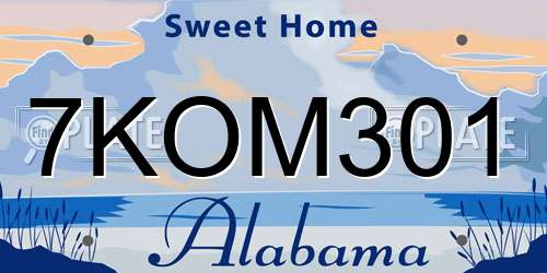 7KOM301 Alabama License Plate