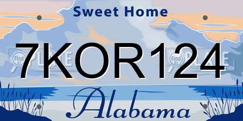 7KOR124 Alabama License Plate