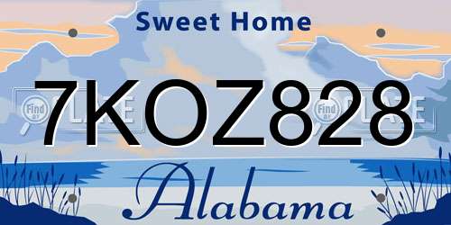 7KOZ828 Alabama License Plate
