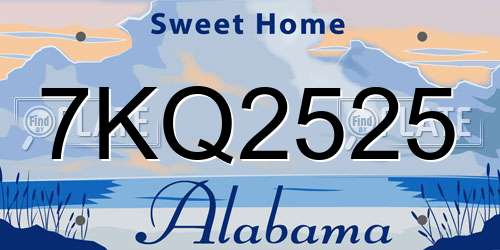 7KQ2525 Alabama License Plate