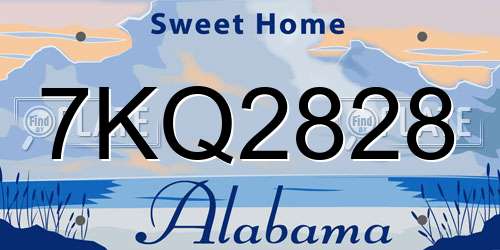 7KQ2828 Alabama License Plate