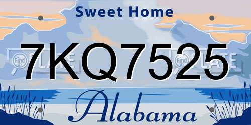 7KQ7525 Alabama License Plate