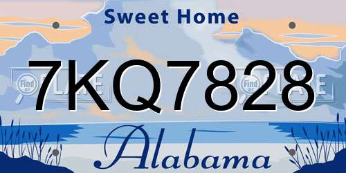 7KQ7828 Alabama License Plate