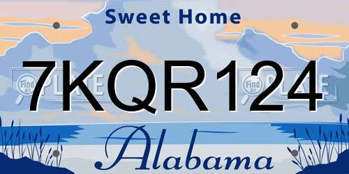 7KQR124 Alabama License Plate