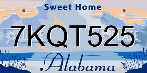 7KQT525 Alabama License Plate