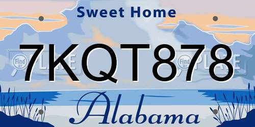 7KQT878 Alabama License Plate