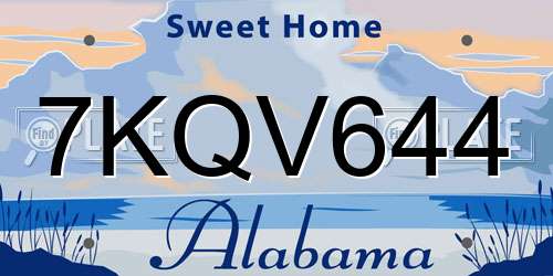 7KQV644 Alabama License Plate