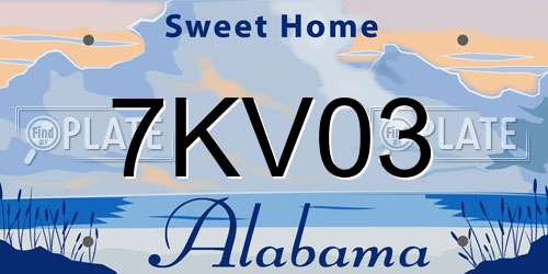7KV03 Alabama License Plate