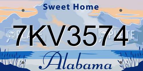 7KV3574 Alabama License Plate