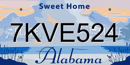 7KVE524 Alabama License Plate