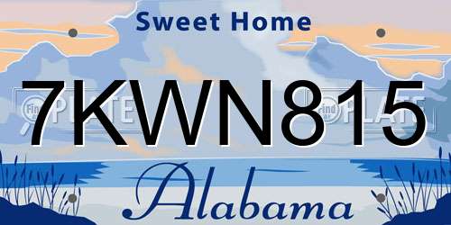 7KWN815 Alabama License Plate