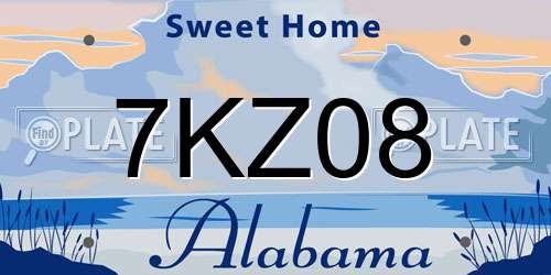 7KZ08 Alabama License Plate