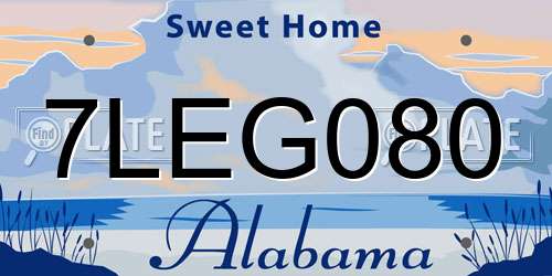 7LEG080 Alabama License Plate