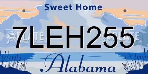7LEH255 Alabama License Plate