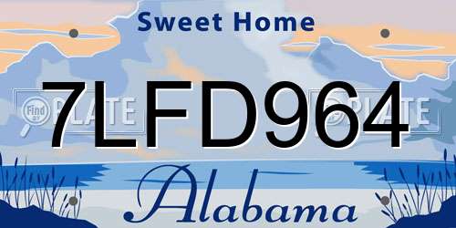 7LFD964 Alabama License Plate