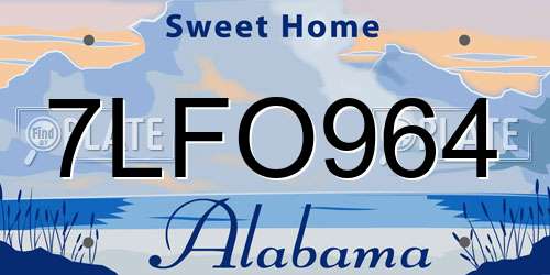7LFO964 Alabama License Plate