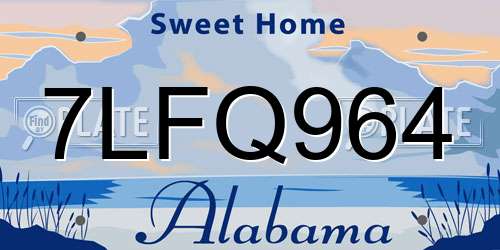 7LFQ964 Alabama License Plate