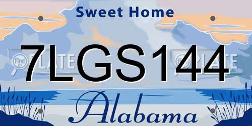 7LGS144 Alabama License Plate