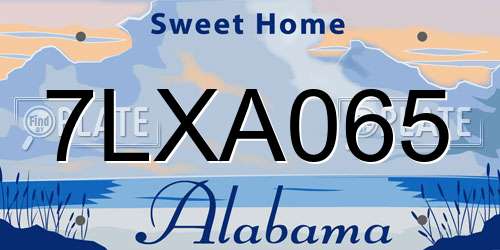 7LXA065 Alabama License Plate