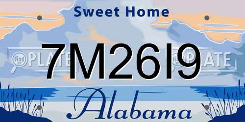 7M26I9 Alabama License Plate