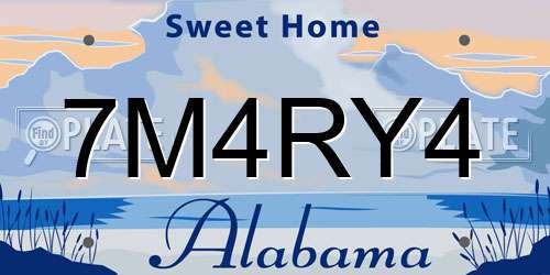 7M4RY4 Alabama License Plate