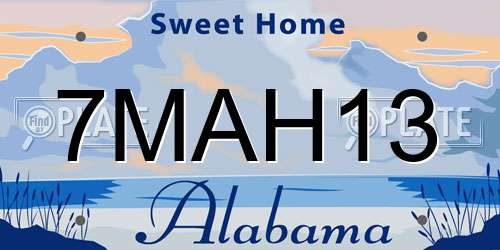 7MAH13 Alabama License Plate