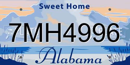 7MH4996 Alabama License Plate