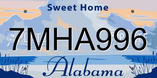 7MHA996 Alabama License Plate