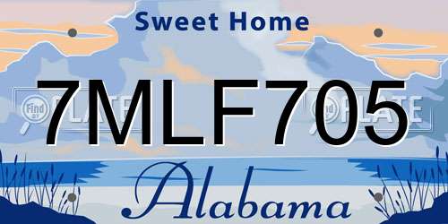 7MLF705 Alabama License Plate