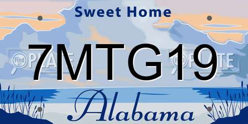 7MTG19 Alabama License Plate