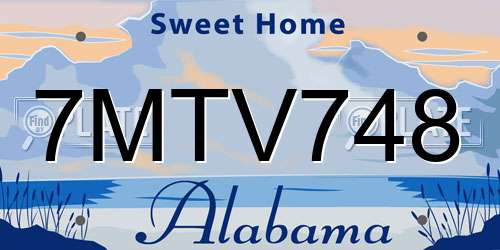7MTV748 Alabama License Plate