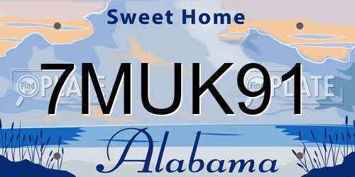 7MUK91 Alabama License Plate